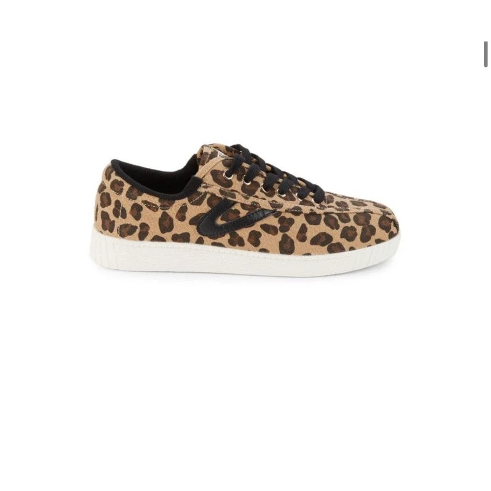 Tretorn Nylite Plus Canvas Leopard Womens 7.5 Fashion Sneakers Animal Print‎ EUC
